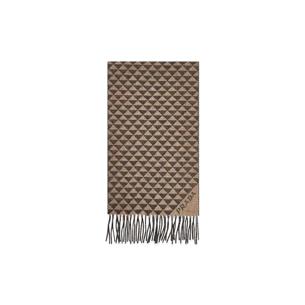 PRADA Embroidered Wool Blend Scarf "Printed"