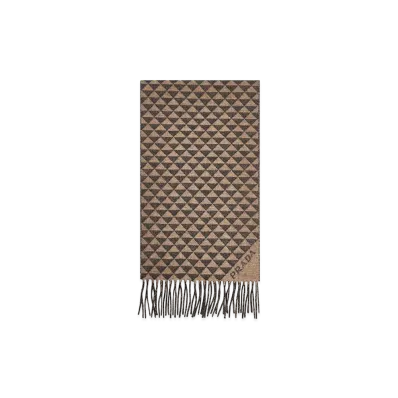 PRADA Embroidered Wool Blend Scarf "Printed"