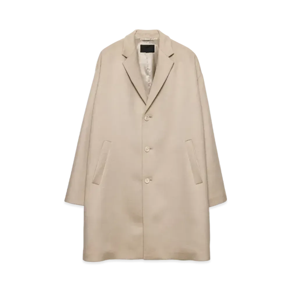 PRADA Men's Wool Blend Coat "Ivory"