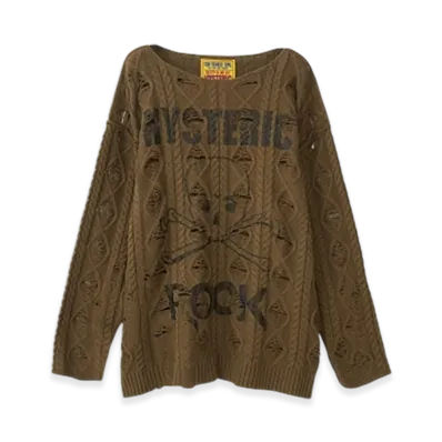 HYSTERIC GLAMOUR Siena Barnes / Hys Rock Crushed Sweater "Khaki"
