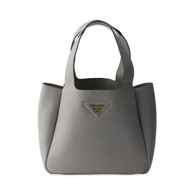 PRADA Small Leather Tote Bag "Granite Grey"