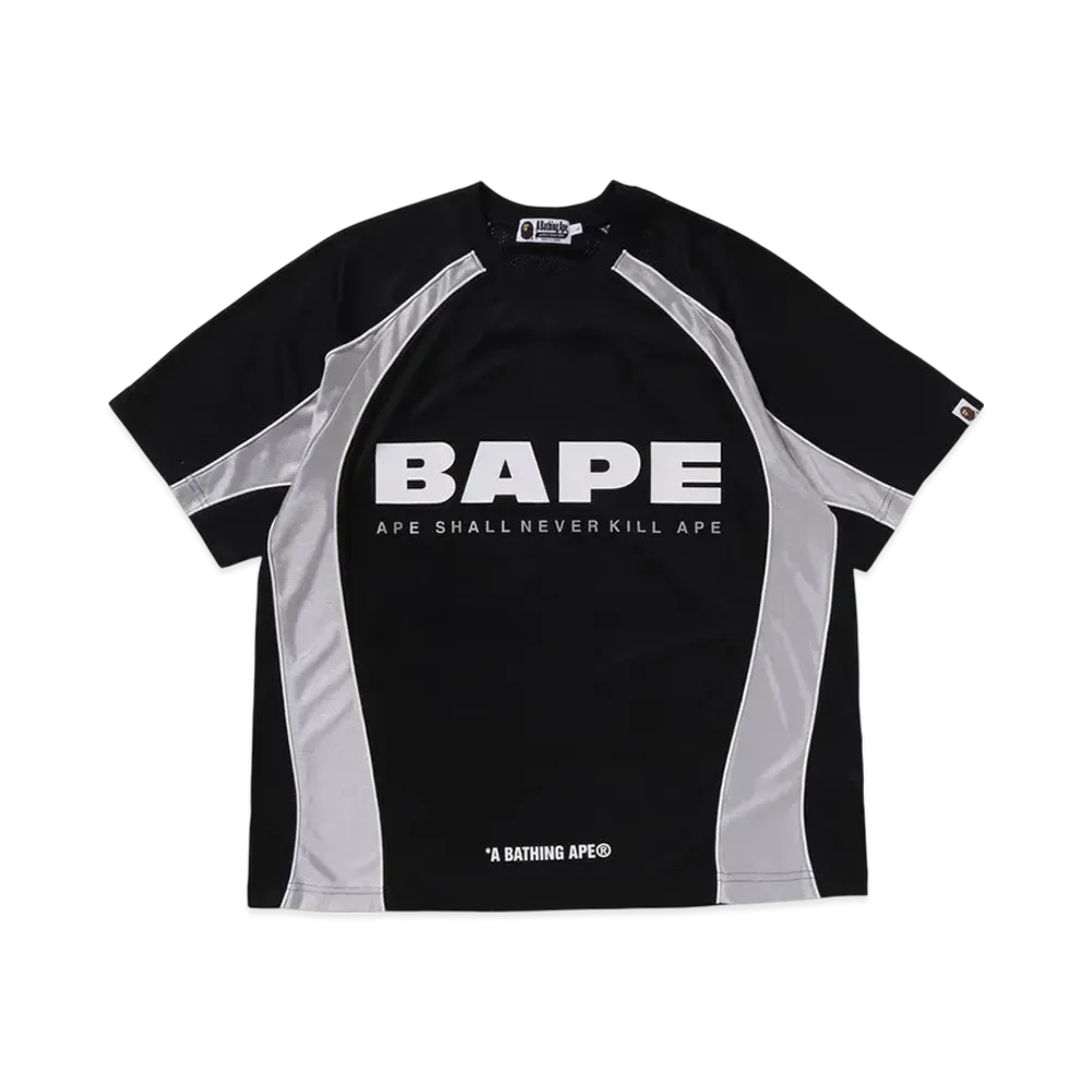 A BATHING APE Solid Camo Jacquard Multilogo Relaxed Fit Football Jersey "Black"