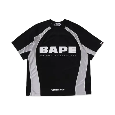 A BATHING APE Solid Camo Jacquard Multilogo Relaxed Fit Football Jersey "Black"