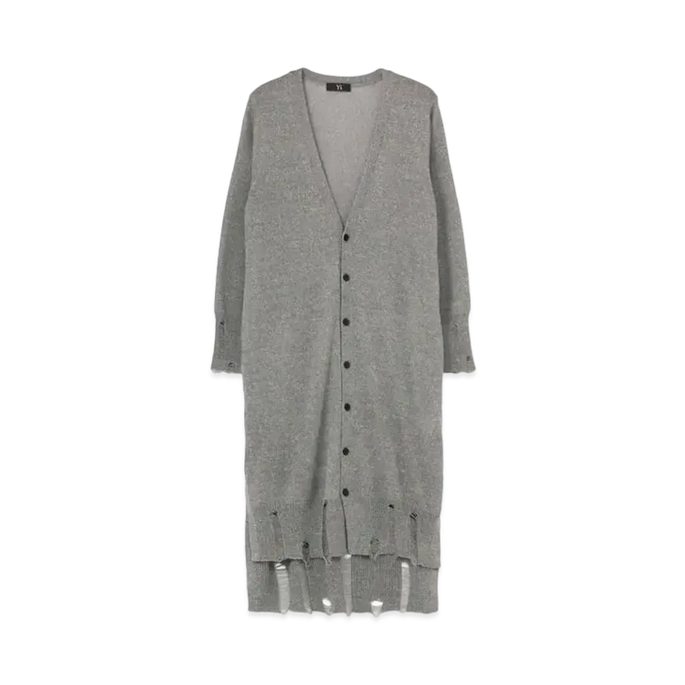 Yohji Yamamoto Y's COTTON POLYESTER WELT PLAIN STITCH LONG SLEEVE LONG CARDIGAN "Grey"