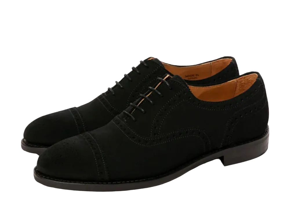 Berwick Semi Brogue HO283 Suede "Black" 5457SBDABK Slim