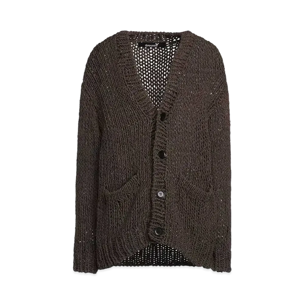 Ground Y Melange Silk Hand Knitted Cardigan "Brown"