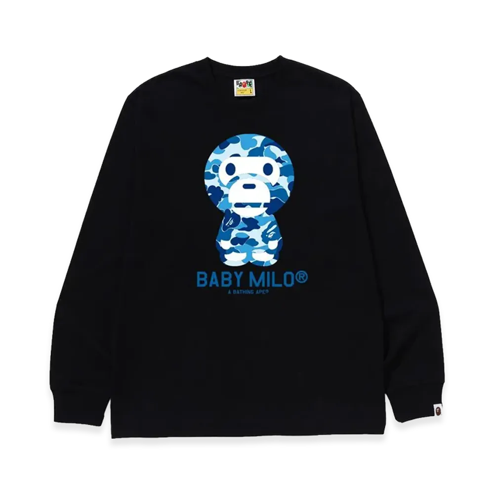 A BATHING APE ABC Camo Baby Milo LS Tee "Black/Blue"