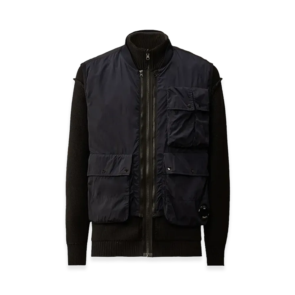 C.P. Company Cotton Mixed Zipped Cardigan "Total Eclipse Blue"