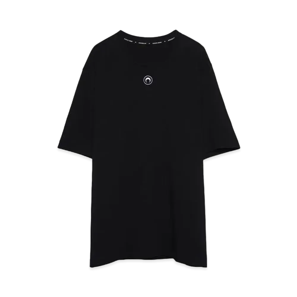 Marine Serre ORGANIC COTTON JERSEY PLAIN T-SHIRT "BLACK"