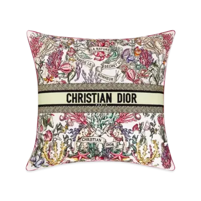 Dior Square Pillow Cotton Embroidered with Dior Cabinet de la Mer Motif "Multicolor"