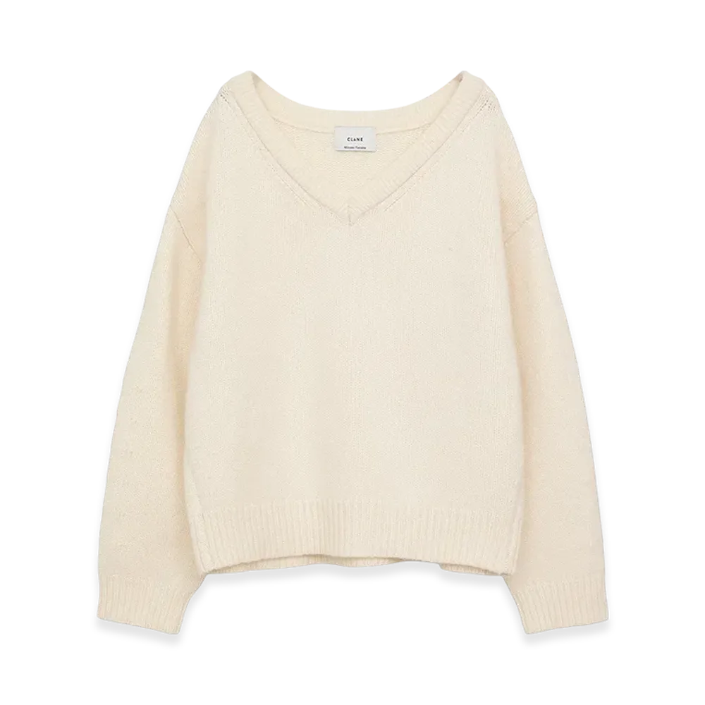 CLANE x Minami Tanaka V Neck Knit Tops "White"
