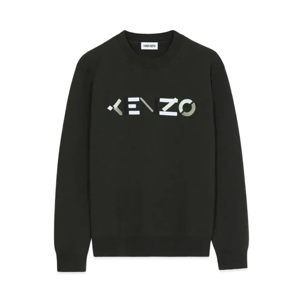 KENZO Merino Wool Sweater KENZO Logo "Stone Grey"