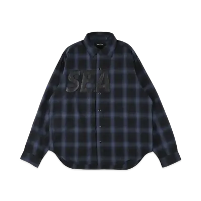 WIND AND SEA Ombre Plaid Nel Shirt "Blue"