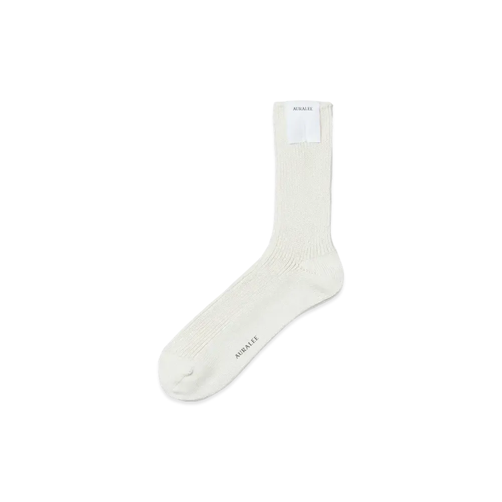 AURALEE Cotton Cashmere Low Gauge Socks "Ivory"