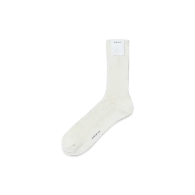 AURALEE Cotton Cashmere Low Gauge Socks "Ivory"
