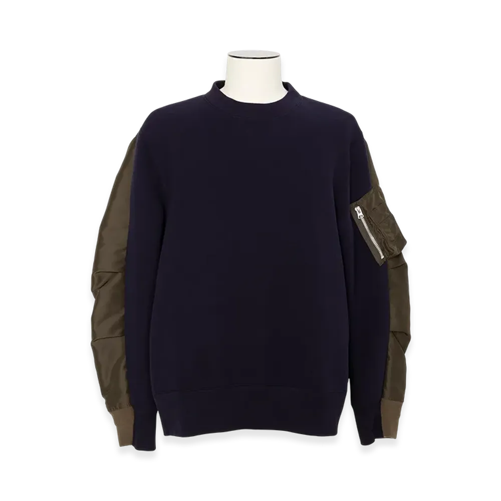 sacai Sponge Sweat Pullover "Navy/Dark Khaki"