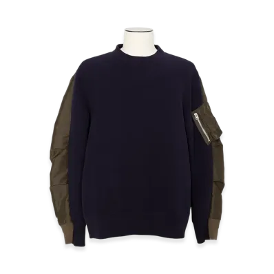 sacai Sponge Sweat Pullover "Navy/Dark Khaki"