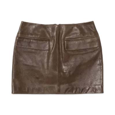 AURALEE Heavy Lamb Leather Mini Skirt "Dark Brown"