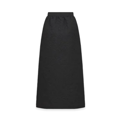 Dior Women's Mid-Length Straight-Cut Skirt Cloque Technical Jacquard "Black"