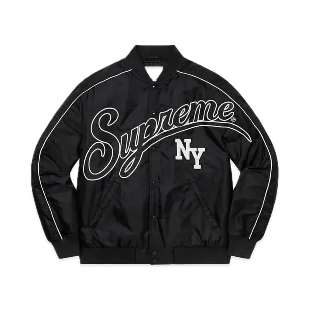 Supreme Contrast Script Varsity Jacket "Black"