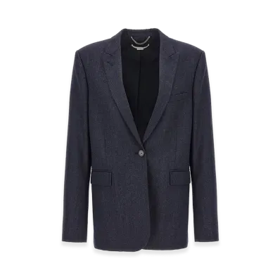STELLA McCARTNEY Women's Single-Breasted Wool Blazer "Blue"