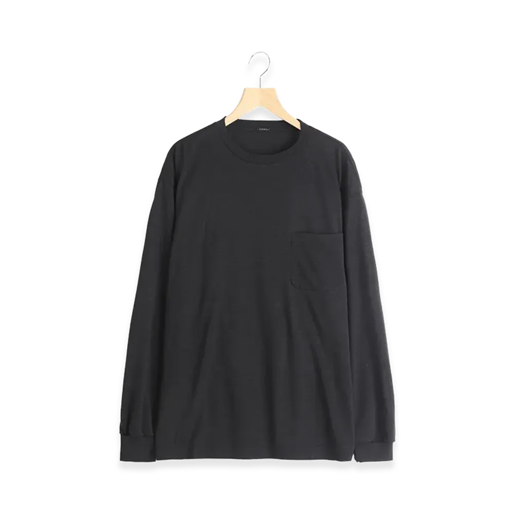 COMOLI Summer Wool Long Sleeve T-Shirt "Charcoal"