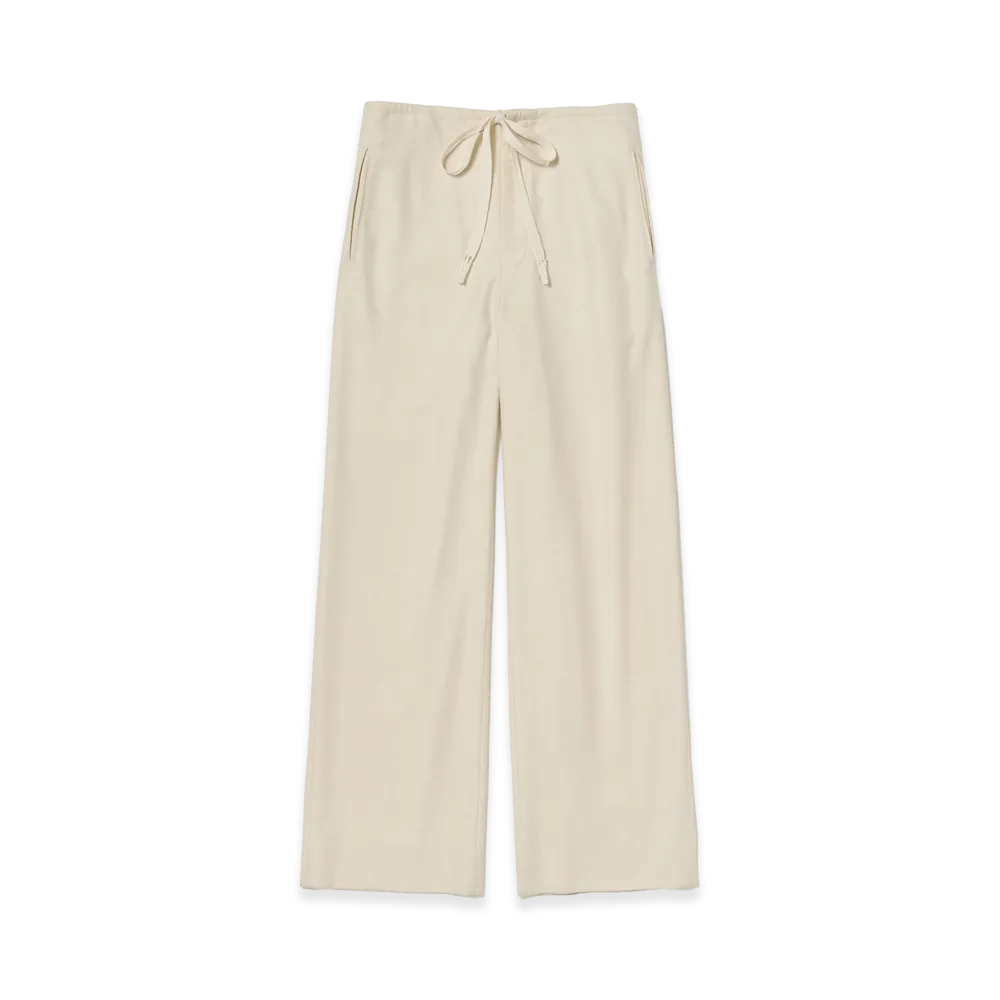 AURALEE Women's Wool Fulling Flannel Drawstring Pants "Top Ivory"