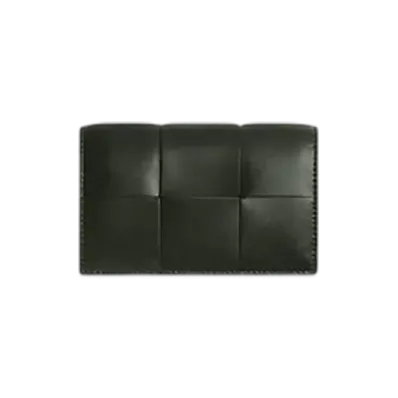 Bottega Veneta Cassette Business Card Case "Dark Green/Agate Grey"