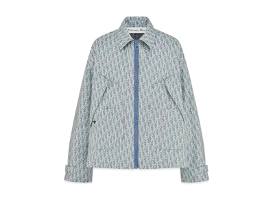 Dior Women's Dioriviera Jacket Dior Oblique Jacquard Technical Taffeta "Blue/White"