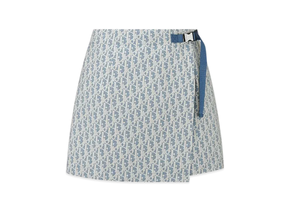 Dior Women's Dioriviera Skort Dior Oblique Jacquard Technical Taffeta "White/Blue"