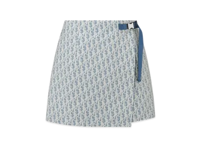 Dior Women's Dioriviera Skort Dior Oblique Jacquard Technical Taffeta "White/Blue"