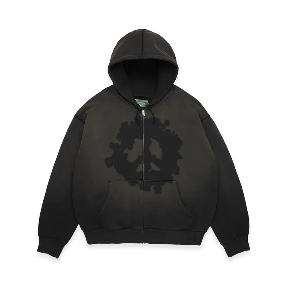DENIM TEARS Peace Wreath Knockout Zip Hoodie "Black"