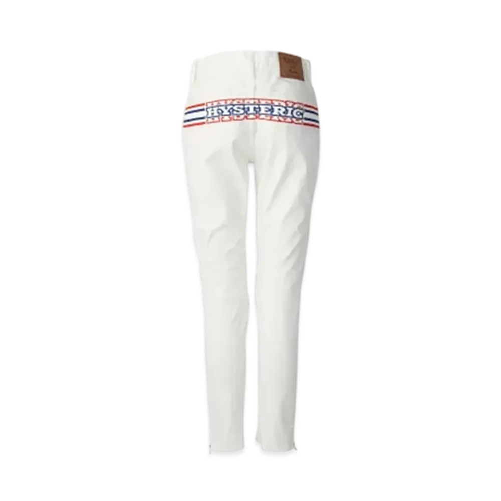 HYSTERIC GLAMOUR Box Logo Shirred Denim Pants "White"