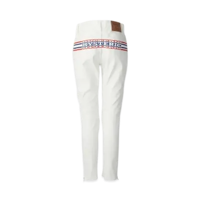 HYSTERIC GLAMOUR Box Logo Shirred Denim Pants "White"