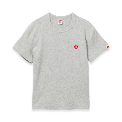 A BATHING APE Women's Heart Badge Rib Tee "Gray"