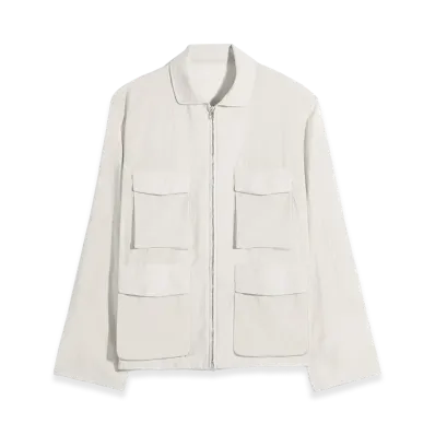 LEMAIRE Women's Washed Technical Cotton 3D Pocket Jacket "Plaster"