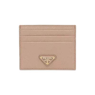 PRADA Saffiano Leather Card Holder "Powder Pink"