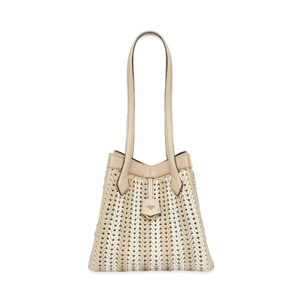 FENDI Origami Medium Interlaced Leather Bag That Can Be Transformed "Beige/Camelia"