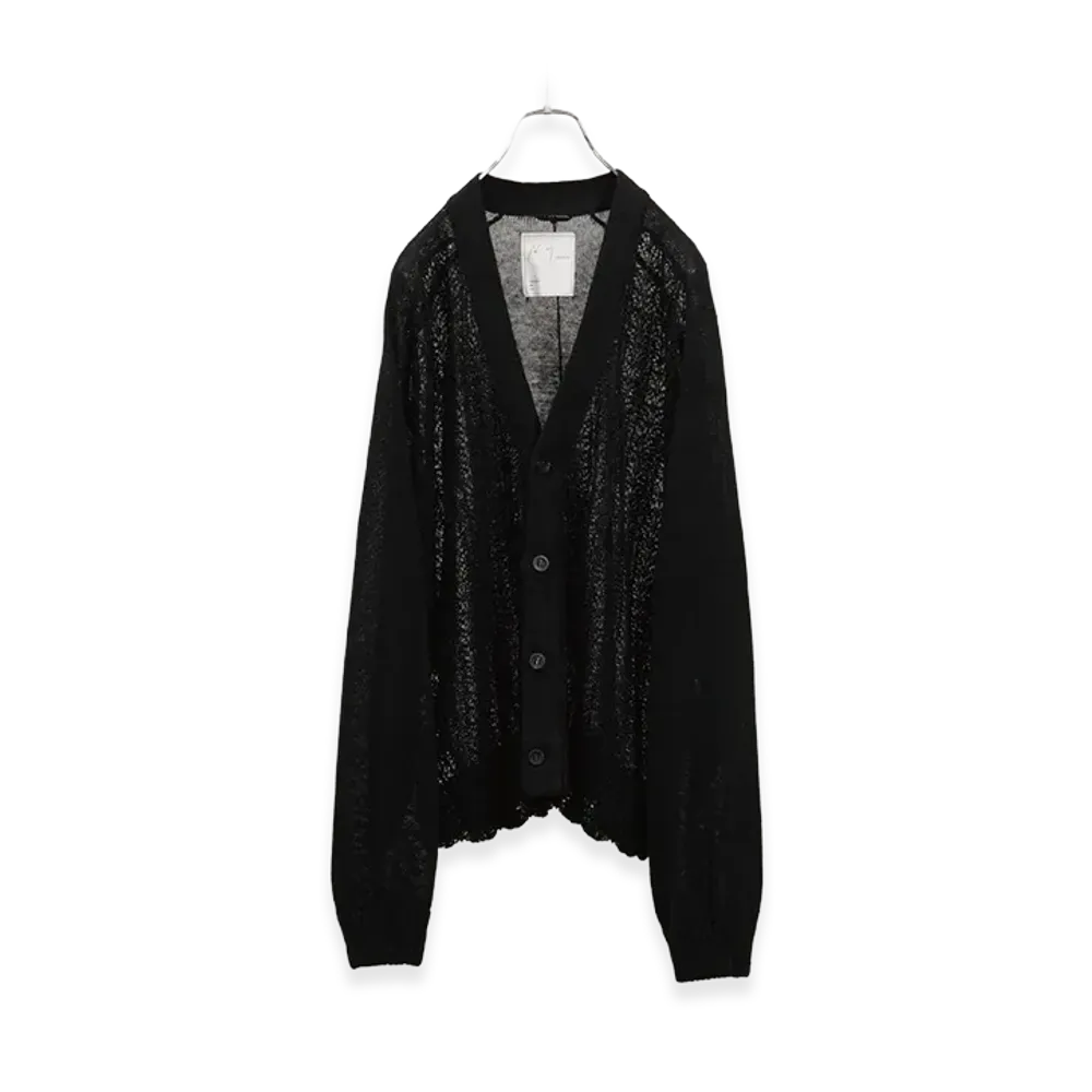 ANCELLM Laced Knit Cardigan "Black"