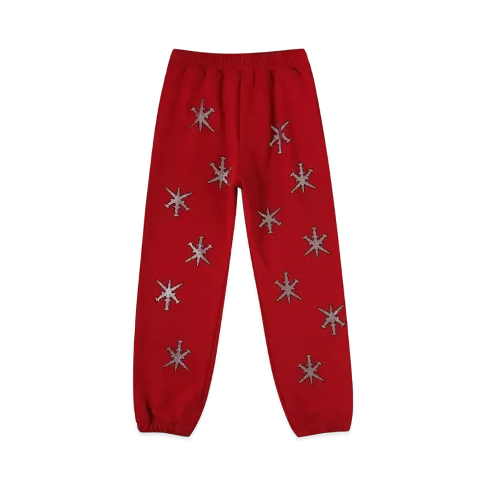 Unknown London Dagger Rhinestone Jogger "Red"