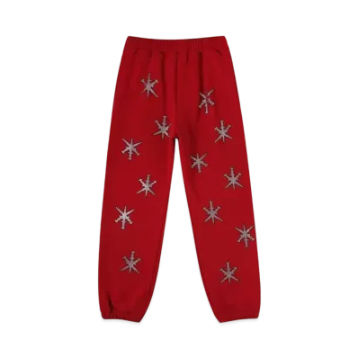 Unknown London Dagger Rhinestone Jogger "Red"