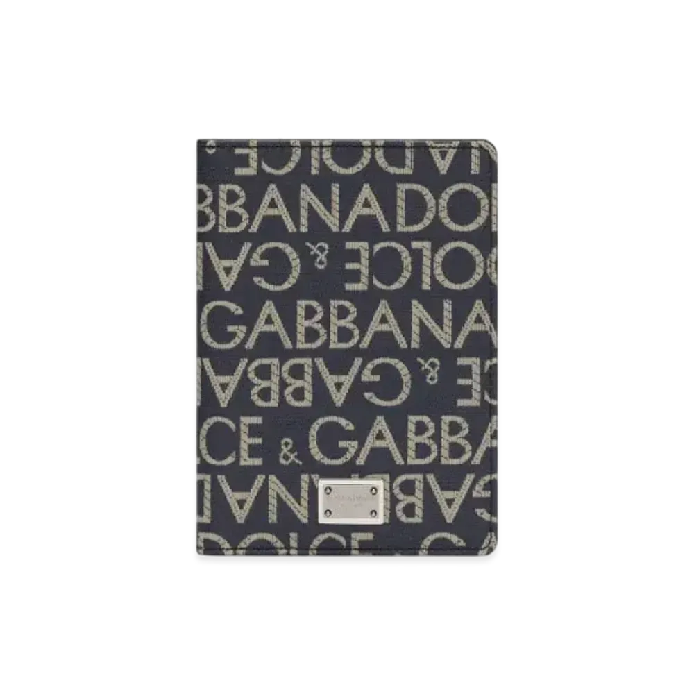 DOLCE&GABBANA Coated Jacquard Passport Case "Blue"