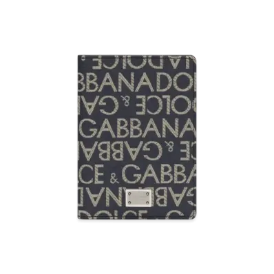 DOLCE&GABBANA Coated Jacquard Passport Case "Blue"