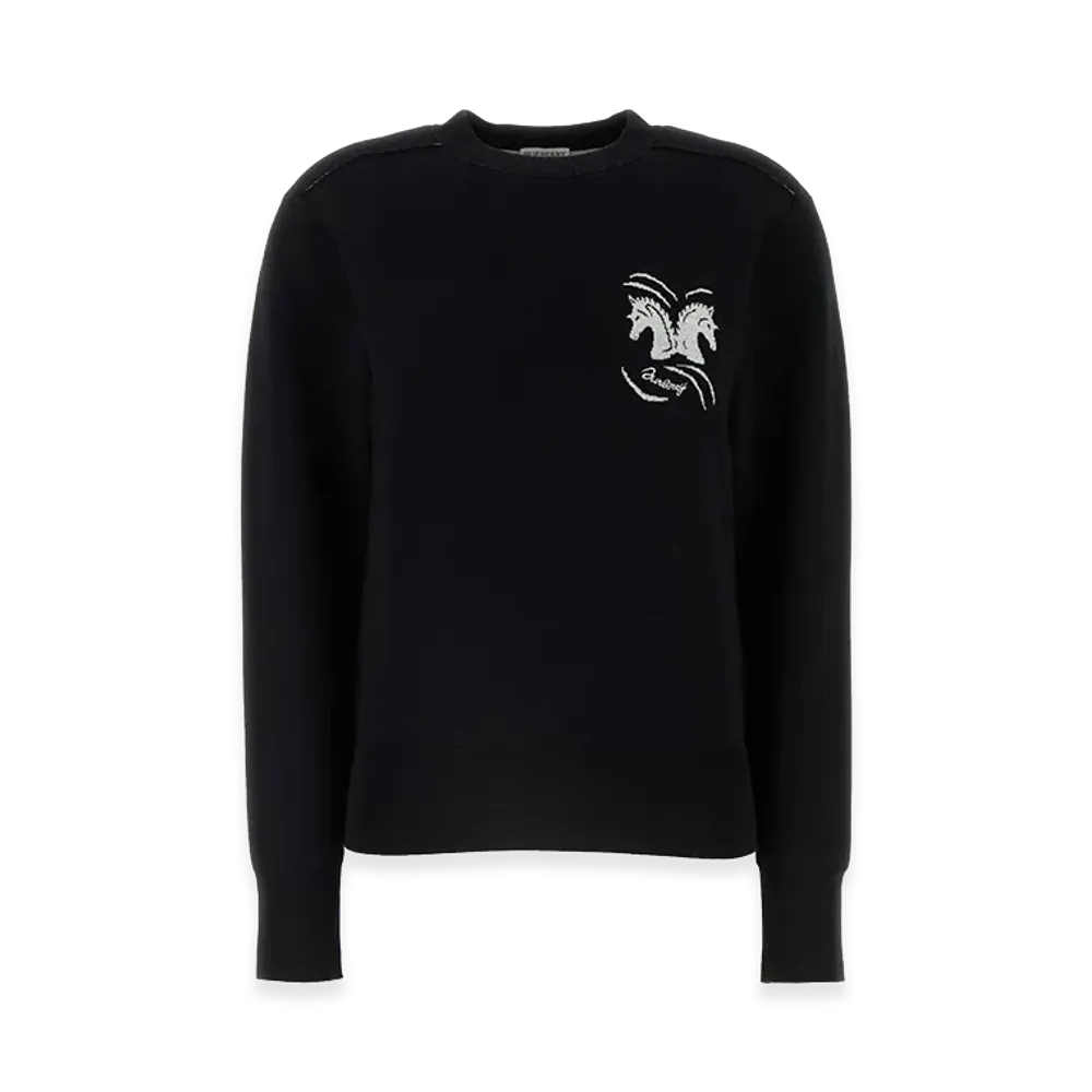 Burberry Women's Stretch Wool Blend Sweater "Black"