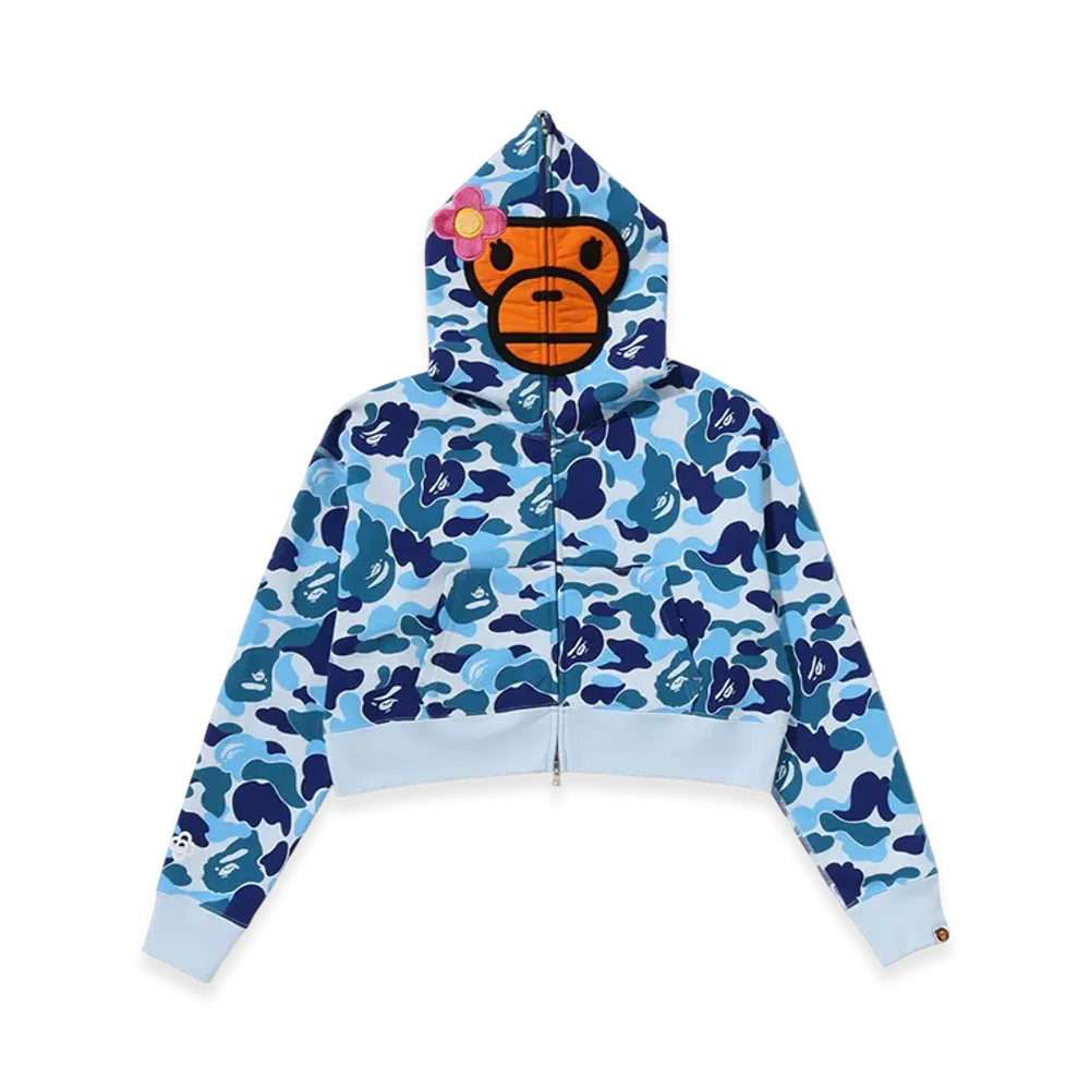 A BATHING APE ABC Camo Baby Lisa Cropped Full Zip Hoodie "Blue"