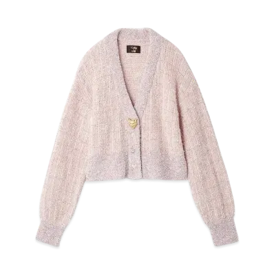 FURFUR x Philly chocolate Cat Button Tweed Cardigan "Pink"