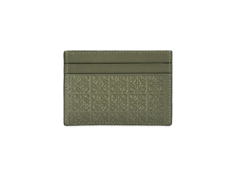 LOEWE Repeat Plain Cardholder In Embossed Silk Calfskin "Avocado Green"