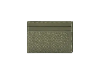 LOEWE Repeat Plain Cardholder In Embossed Silk Calfskin "Avocado Green"
