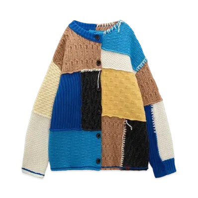 ADERERROR x ZARA Patchwork Over Size Knit Cardigan "Multi Color"
