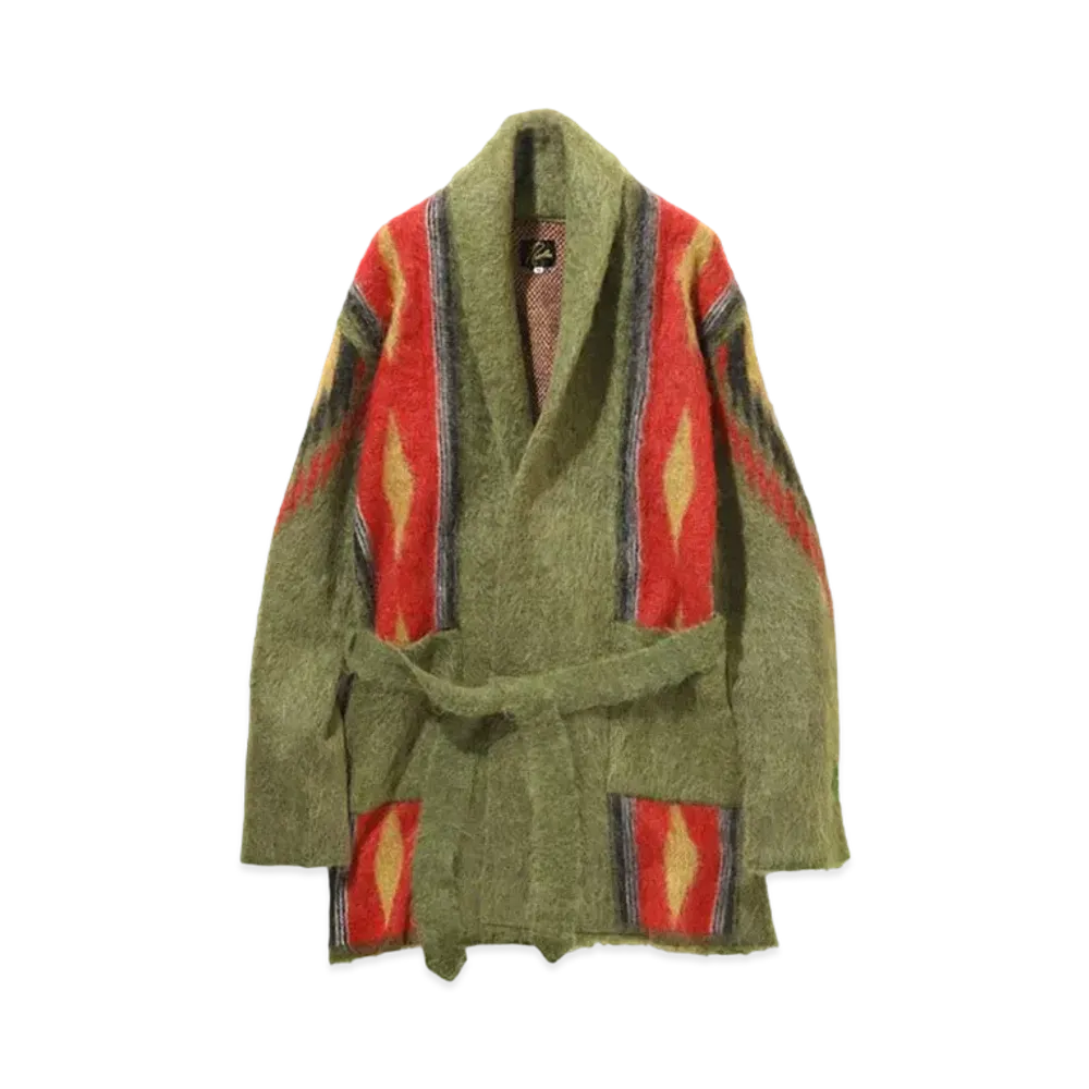 Needles x Hidden Mohair Shawl Cardigan Native Pattern "Green"